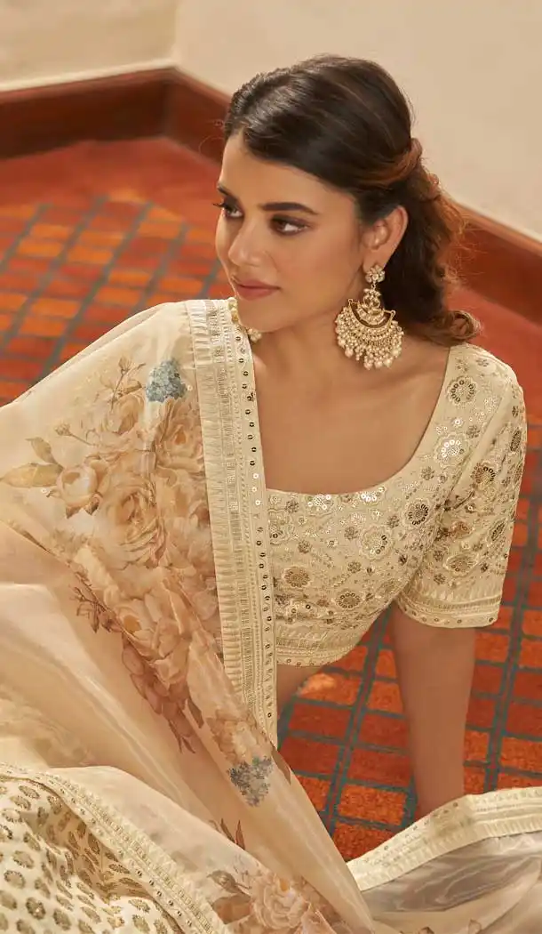 Beige Color Art Silk Designer Wedding Bridal Wear Lehenga Choli - 2722141446