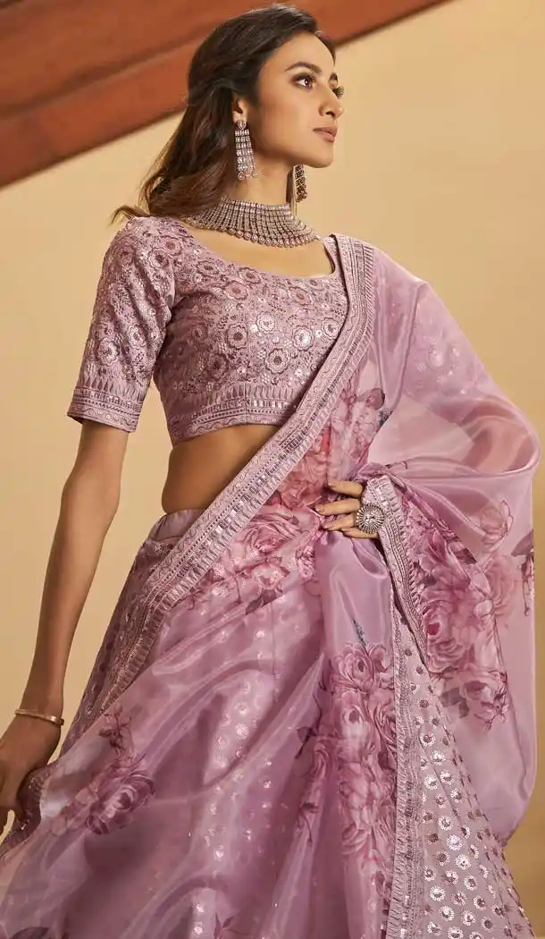 Dusty Pink Color Art Silk Designer Wedding Bridal Wear Lehenga Choli - 2722141447