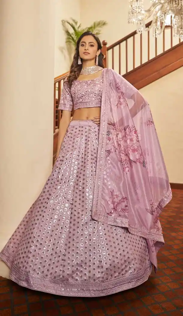 Dusty Pink Color Art Silk Designer Wedding Bridal Wear Lehenga Choli - 2722141447