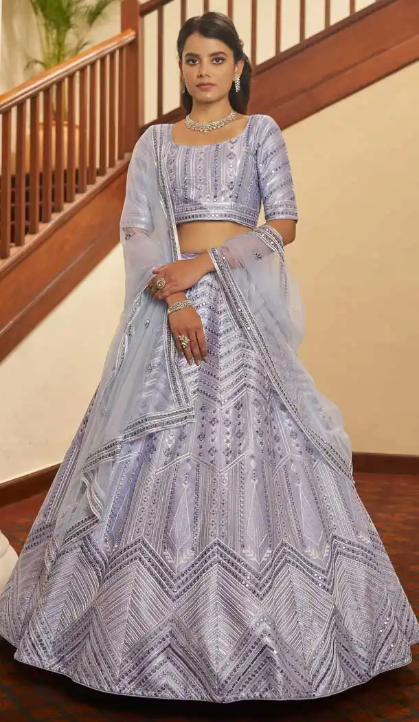Lavender Color Art Silk Designer Wedding Bridal Wear Lehenga Choli - 2722141448