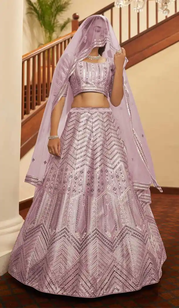 Pink Color Art Silk Designer Wedding Bridal Wear Lehenga Choli - 2722141449