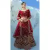Red Color Velvet Embroidery & Diamond Work Bridal Wear Lehenga Choli -2815142351