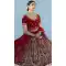 Elegant Red Color Velvet Embroidery & Diamond Work Bridal Wear Lehenga Choli -2815142353