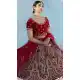 Elegant Red Color Velvet Embroidery & Diamond Work Bridal Wear Lehenga Choli -2815142353