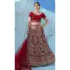 Elegant Red Color Velvet Embroidery & Diamond Work Bridal Wear Lehenga Choli -2815142353