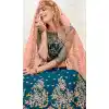 Teal Blue Color Satin Silk Designer Traditional Wear Lehenga Choli -2864142823