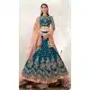 Teal Blue Color Satin Silk Designer Traditional Wear Lehenga Choli -2864142823
