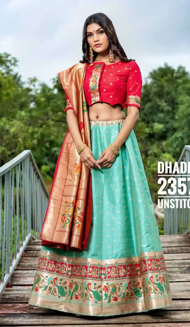 Red Color Silk Designer Wedding Mehndi Wear Lehenga Choli - 1333129144