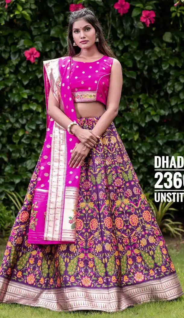 Purple Color Silk Designer Wedding Mehndi Wear Lehenga Choli - 1333129150