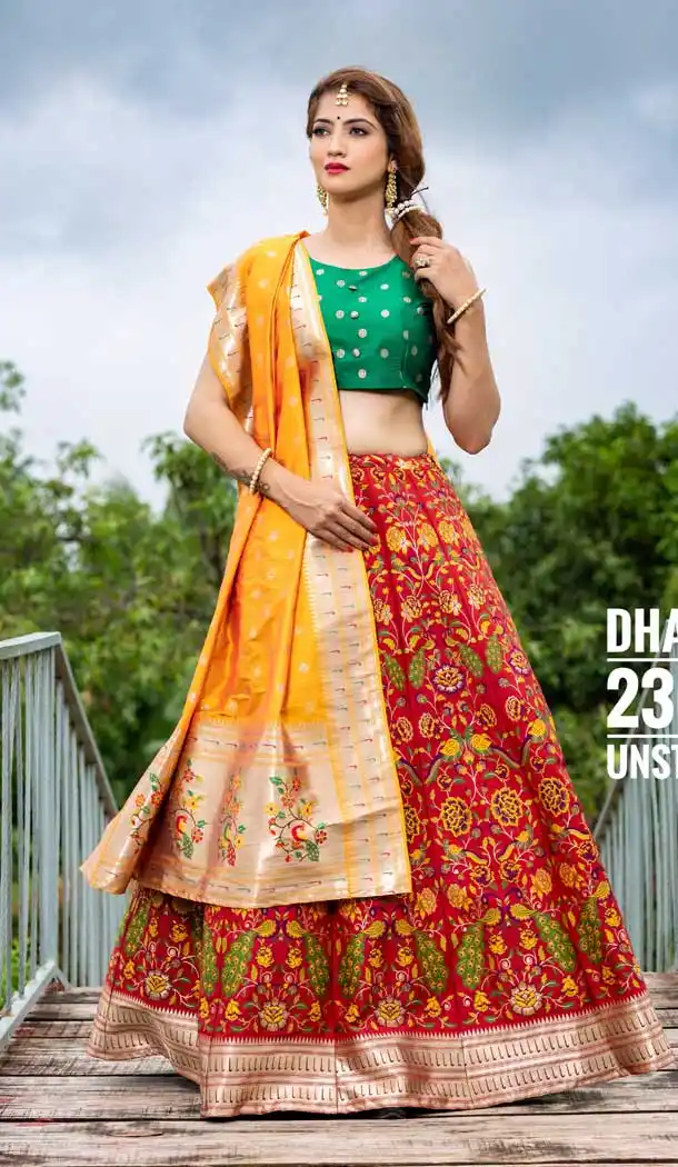 Dark Red Color Silk Designer Wedding Mehndi Wear Lehenga Choli - 1333129151