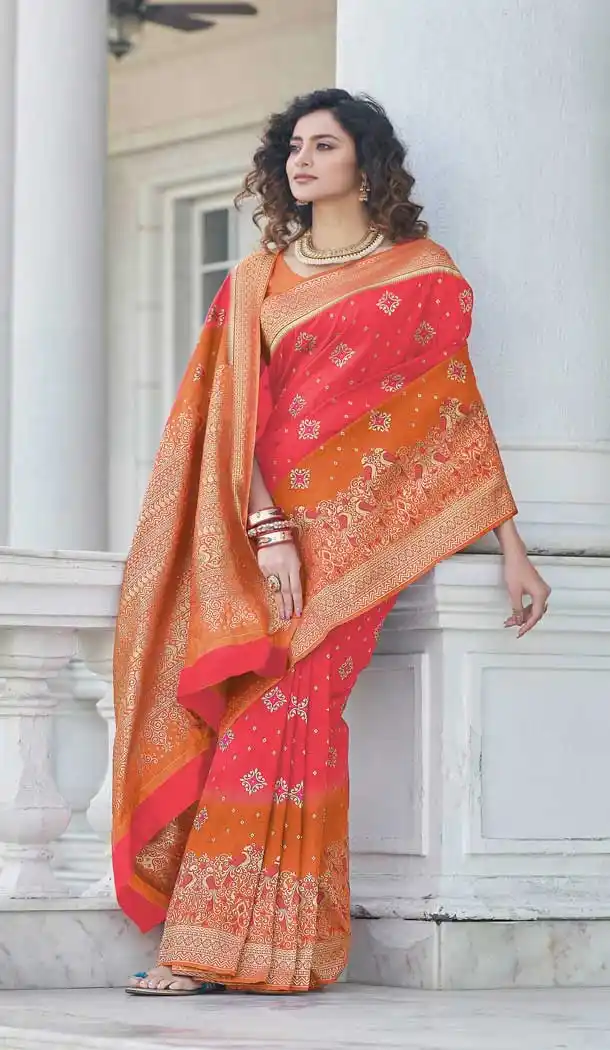 Pink Color Banarasi Silk Traditional Party Wear Saree - 2868142863
