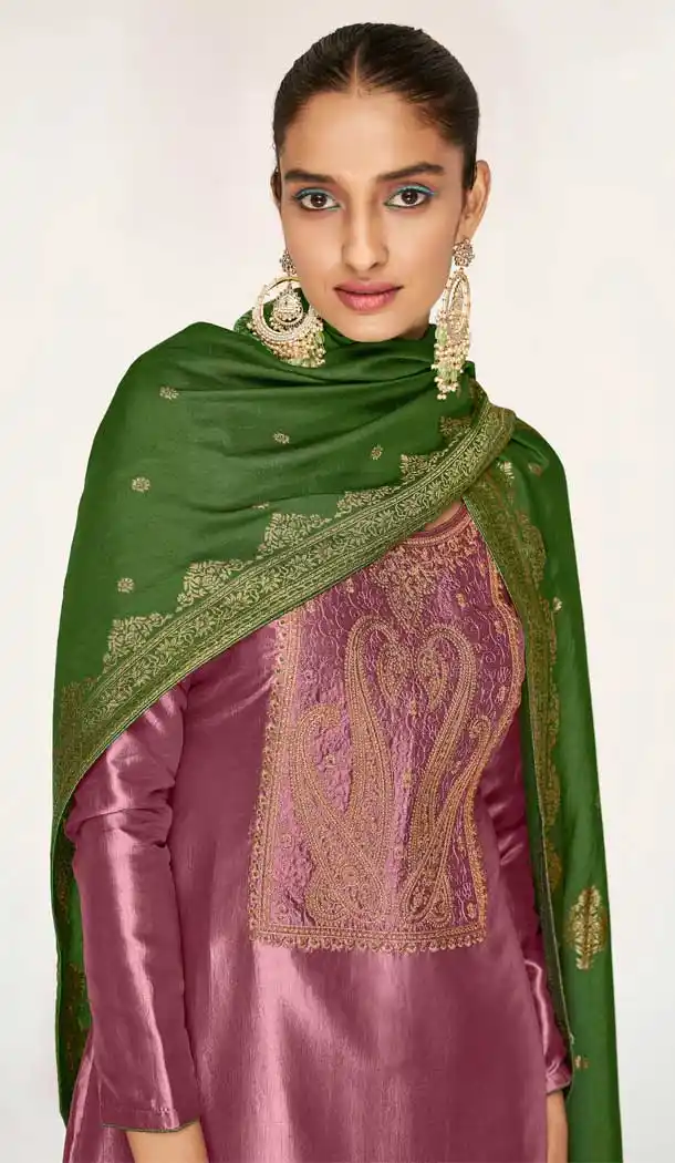 Pink Color Dream Silk Casual Pakistani Style Evening Wear Palazzo Suit- 2840142628