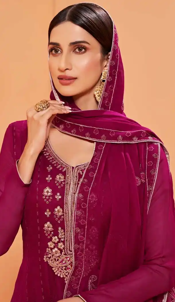 Pink Color Alizeh Pure Georgette Designer Party Wear Plus Size Sharara Suit - 2823142423