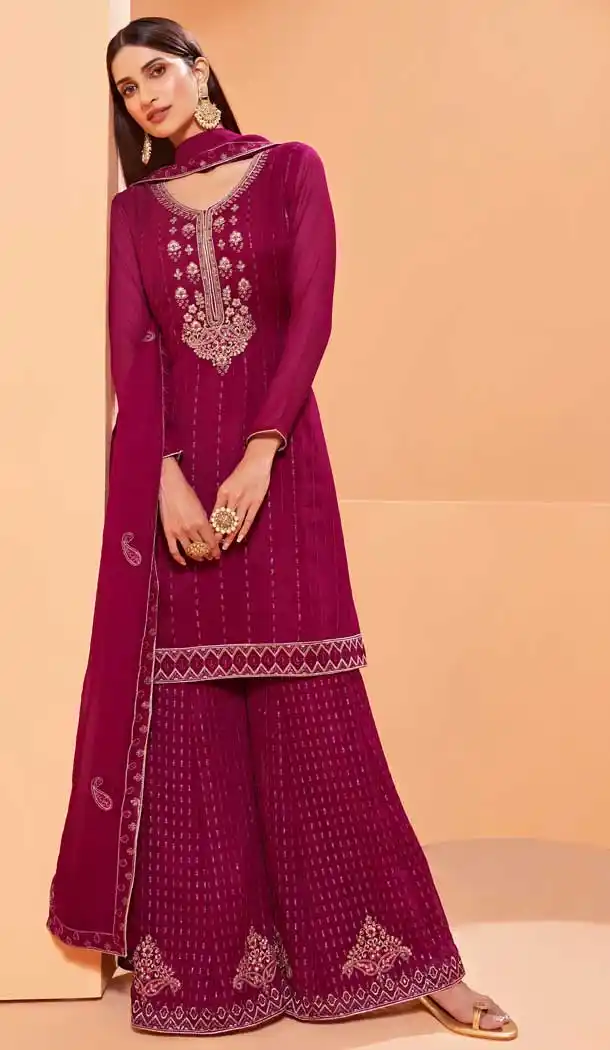 Pink Color Alizeh Pure Georgette Designer Party Wear Plus Size Sharara Suit - 2823142423