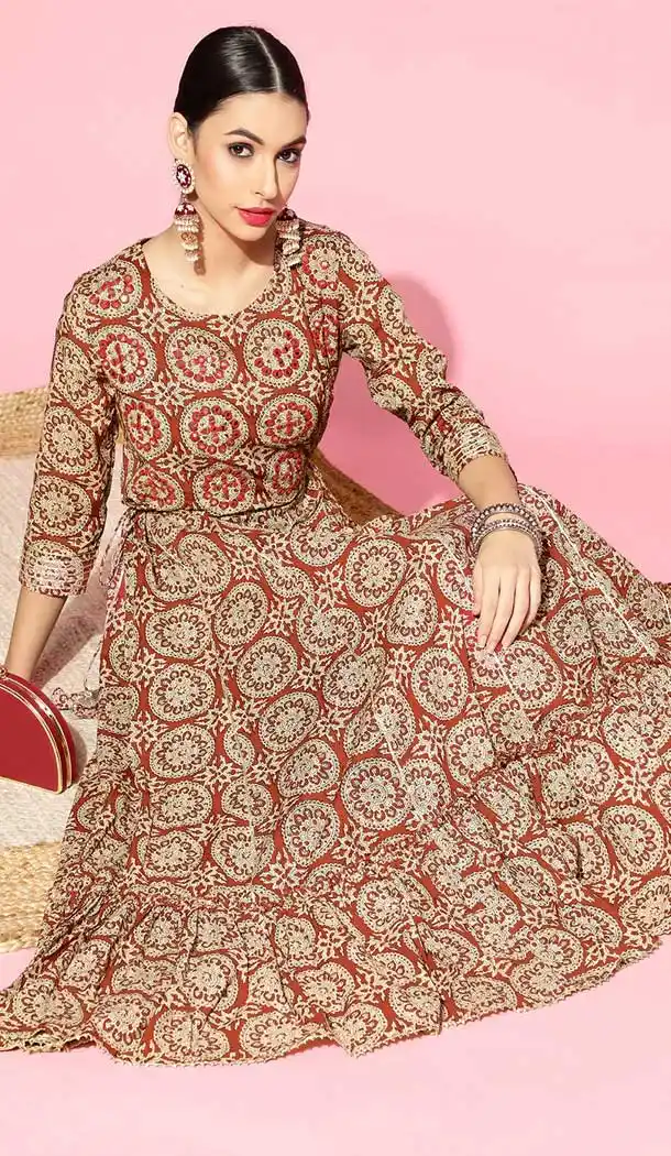 Multi Color Cotton Slub Party Wear Readymade Suit - 2831142460