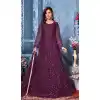 Wine Color Net Wedding Party Wear Women Anarkali Gown Dress -2908143128