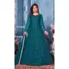 Teal Blue Color Net Wedding Party Wear Women Anarkali Gown Dress -2908143129