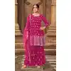 Rani Pink Color Heavy Georgette Party Wear Designer Sharara Style Suit -2909143133