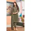 Olive Green Color Heavy Georgette Casual Party Wear Churidar Salwar Suit -2923143222