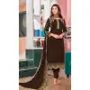 Brown Color Heavy Fox Georgette Embroidery Party Wear Salwar Suit -2924143226