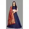 Dazzling Diva Navy Blue Color Jacquard Silk Traditional Wear Girls Lehenga Choli -2505139787