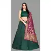 Teal Green Color Jacquard Silk Traditional Wear Girls Lehenga Choli -2505139791