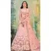 Peach Color Bridal Net Designer Wedding Wear Bridal Lehenga Choli -2940143311