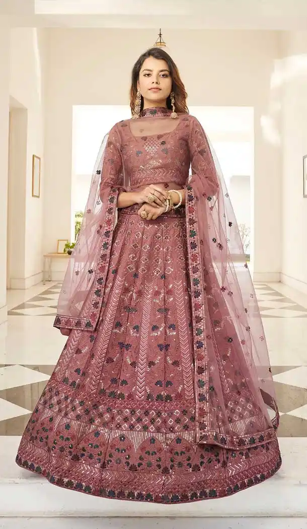 Rust Orange Color Silk Designer Wedding Wear Bridal Lehenga Choli -2941143315