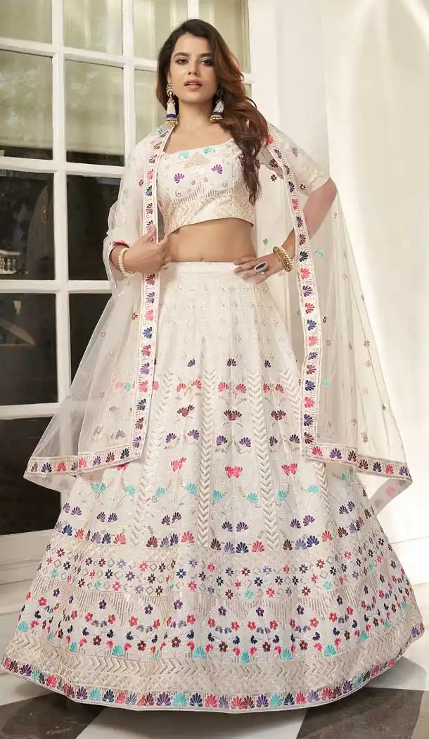 Sunsine White Color Silk Designer Wedding Wear Bridal Lehenga Choli -2941143317