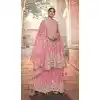Lovely Pink Color Soft Net Embroidery Pakistani Style Palazzo Suit -2955143386