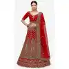 Adorable Red Color Velvet Designer Wedding Wear Women Lehenga Choli -2973143495