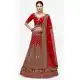 Adorable Red Color Velvet Designer Wedding Wear Women Lehenga Choli -2973143495