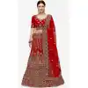 Mesmerizing Red Color Velvet Designer Wedding Wear Women Lehenga Choli -2973143497