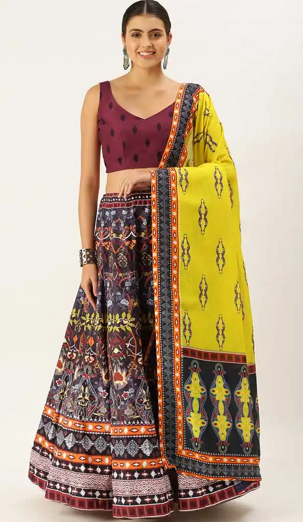 Multi Color Vaishali Silk Printed Party Wear Lehenga Choli -2984143582