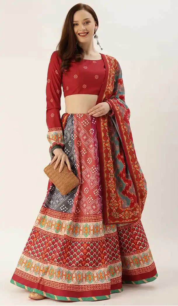 Maroon Color Vaishali silk Traditional Party Wear Girls Choli Skirt -2986143593