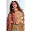 Ravishing Beige Color Fancy Heavy Embroidery Bridal Wedding Wear Lehenga Choli -3032144052