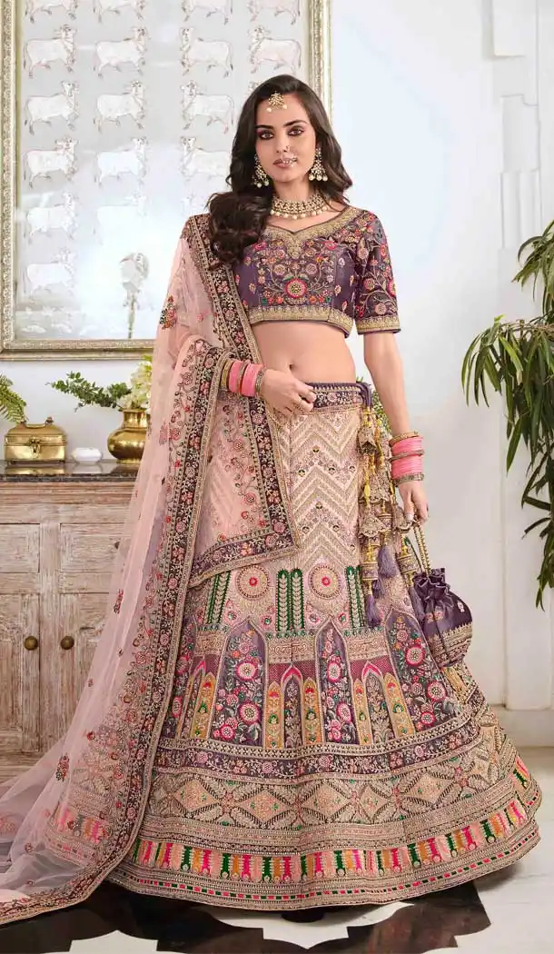 Gorgeous Multi Color Fancy Heavy Embroidery Bridal Wedding Wear Lehenga Choli -3032144053