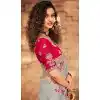 Grey Color Net Organza Designer Bridal Wedding Wear Saree Blouse -3018143941