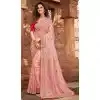 Rose Pink Color Net Organza Designer Bridal Wedding Wear Saree Blouse -3018143943