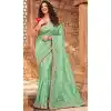 Mint Green Color Net Organza Designer Bridal Wedding Wear Saree Blouse -3018143944