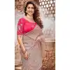 Charming Grey Color Net Organza Designer Bridal Wedding Wear Saree Blouse -3018143946