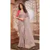 Charming Grey Color Net Organza Designer Bridal Wedding Wear Saree Blouse -3018143946