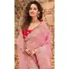 Adorable Pink Color Net Organza Designer Bridal Wedding Wear Saree -3018143949