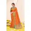 Flamboyant Orange Color Silk Traditional Party Wear Women Saree Blouse -3036144072