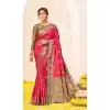 Rani Pink Color Silk Traditional Party Wear Women Saree Blouse -3036144075