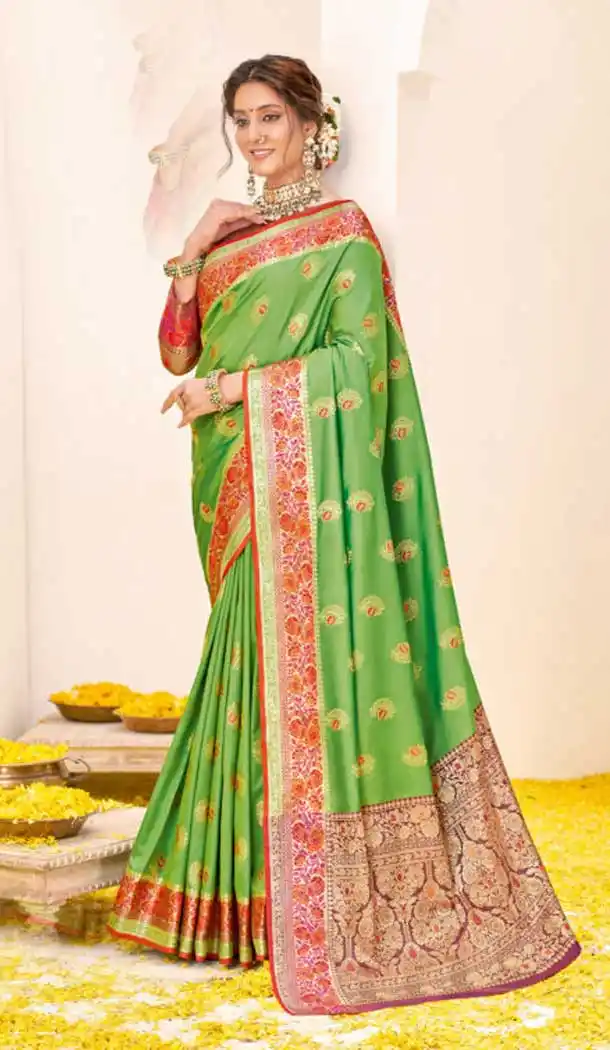 Elegant Green Color Silk Traditional Party Wear Women Saree Blouse -3036144077