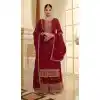 Maroon Color Pure Chinon Pakistani Style Designer Palazzo Suit -3039144090