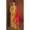 Yellow Color Real Georgette Designer Pakistani Style Palazzo Suit -3040144094