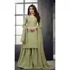 Green Color Heavy Cinnon Party Wear Pakistani Palazzo Salwar Kameez -3020143957
