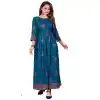 Teal Blue Color Pure Rayon Trendy Designer Readymade A-Line Gown -3041144099